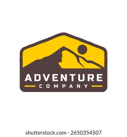 vintage mountain adventure sticker style logo. retro badge mountain expedition logo template.