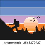 Vintage Mountain Adventure Tee Design Vector