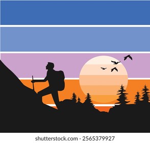 Vintage Mountain Adventure Tee Design Vector