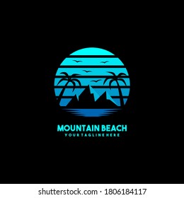 Vintage mountain beach logo and t shirt design