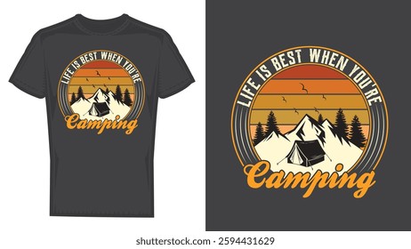 Vintage mountain camping t-shirt design