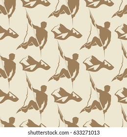 Vintage mountain climbling seamless pattern