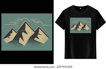 V,intage mountain custom minimal t shirt design, Vector graphic, lebel, badge, logo, poster, icon and t-shirt.