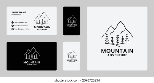 vintage mountain hill adventure logo design template