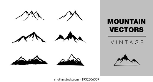 Vintage mountain, hill wild logo element set, collection