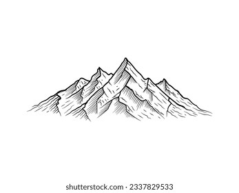 vintage mountain illistration silhouette vector art 