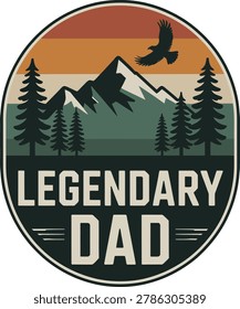 Vintage mountain landscape with eagle and 