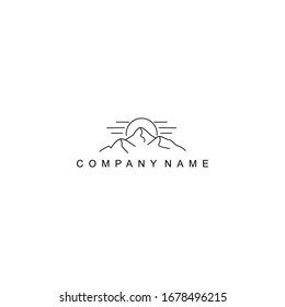 Vintage mountain line design logo