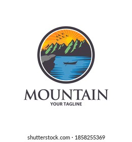 Vintage mountain logo design illustration