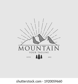 Vintage Mountain Logo Design Template