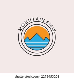 Estilo de la línea de arte de diseño de logotipo de montaña vintage.