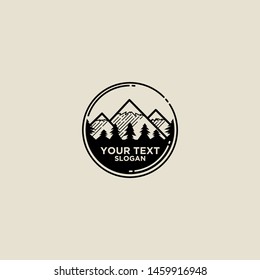 vintage mountain logo design vector