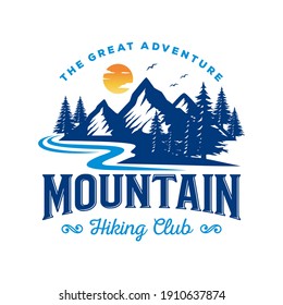 Vintage Mountain Logo Design Vector Template