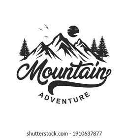 Vintage Mountain Logo Design Vector Template