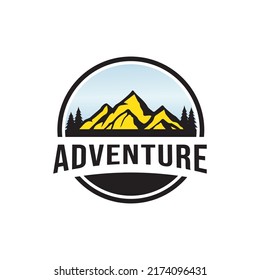Vintage Mountain Logo Design Vector Template