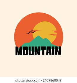 vintage mountain logo design vector for outdoor adventure , t shirt printing apparel