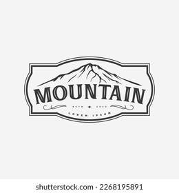 Icono del logotipo de montaña vintage y vector