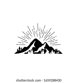 vintage mountain logo and illustration