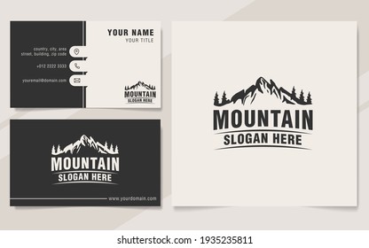 Vintage mountain logo template monogram style