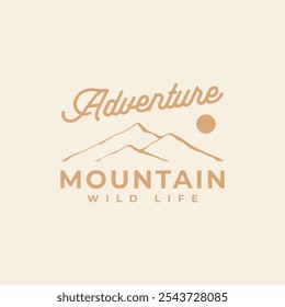 vintage vetor de logotipo de montanha, design gráfico de aventura impressão