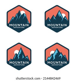 vintage mountain logo vector for outdoor, climbing, hiking and traveling logo