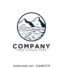 vintage mountain logo vector for outdoor, climbing, hiking and traveling logo
