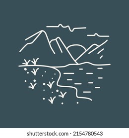 Vintage Mountain Monoline Retro Vector