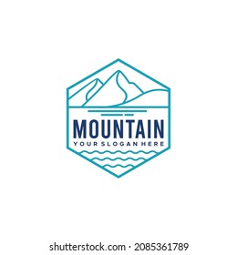 vintage MOUNTAIN mountains hexagon Logo design