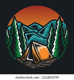 vintage mountain with nature view vectors illustration