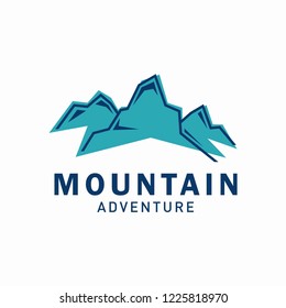 Vintage Mountain Outdoor Adventure Logo Illustration