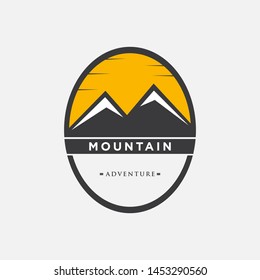 Vintage mountain and outdoor adventures icon logo. Travel Tourism, hiking and camping Logo