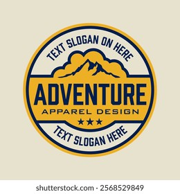 Vintage mountain peak logo adventure outdoor apparel Logo design, vector illustration