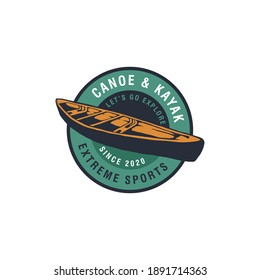 Vintage mountain, rafting, kayaking, paddling, canoeing camp logo, labels and badges