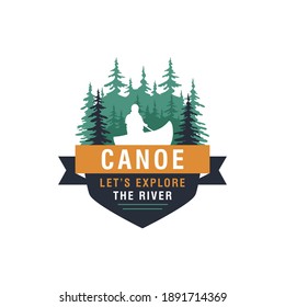 Vintage mountain, rafting, kayaking, paddling, canoeing camp logo, labels and badges