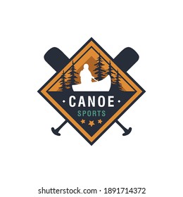 Vintage mountain, rafting, kayaking, paddling, canoeing camp logo, labels and badges