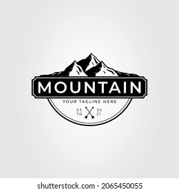 vintage mountain and stunning volcano landscape logo vector illustration design