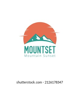 Vintage Mountain with Sunset Logo Template