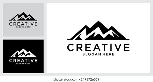Vintage mountain vector logo design and illustration