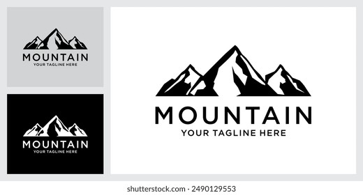 Vintage mountain vector logo design and illustration