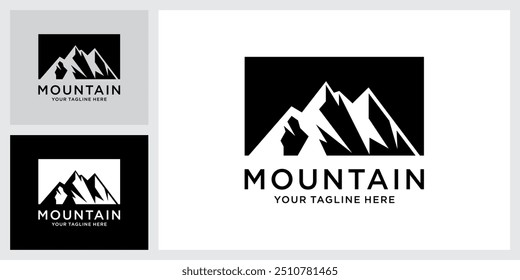 Vintage mountain vector logo design and illustration