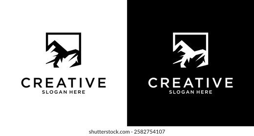 Vintage mountain vector logo design and illustration