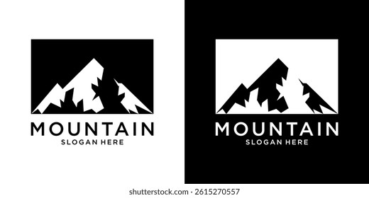 Vintage mountain vector logo design and illustration