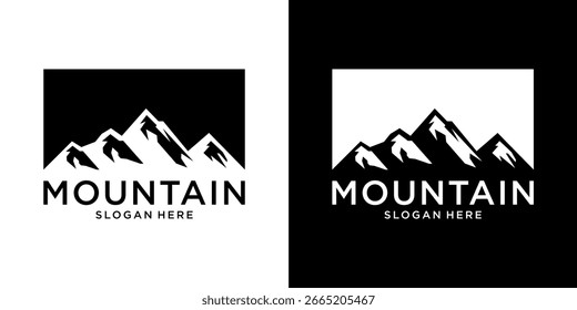 Vintage mountain vector logo design and illustration