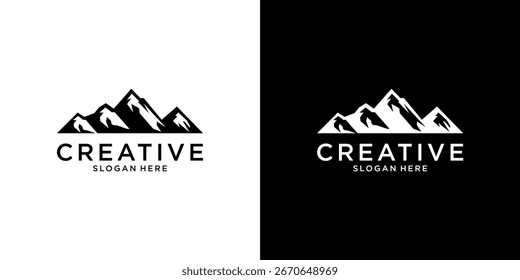 Vintage mountain vector logo design and illustration