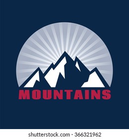 Vintage mountains vector icon.