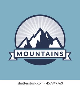Vintage mountains vector icon.