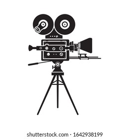 Vintage movie camera or Retro movie camera flat vector icon for apps and websites