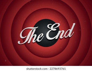 Vintage movie ending screen background. Old Movie ending screen. Vector stock
