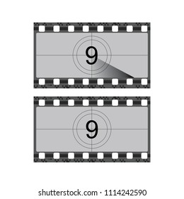 Vintage movie film strip with countdown border vector illustration