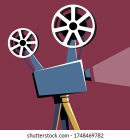 Vintage movie projector vector illustration 
